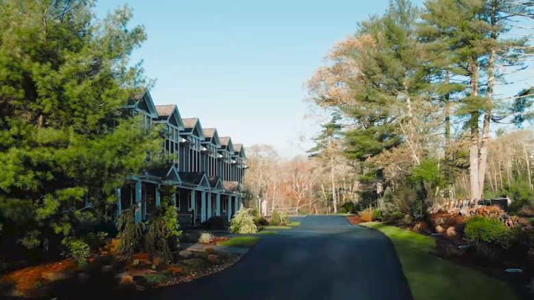 Row of luxury townhouses nestled among trees at The Preserve Sporting Club & Resort.