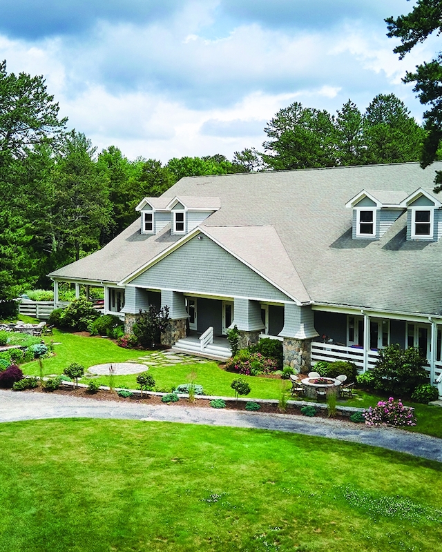 Main lodge patio at The Preserve Resort & Spa, inviting for outdoor events and club gatherings in Rhode Island.