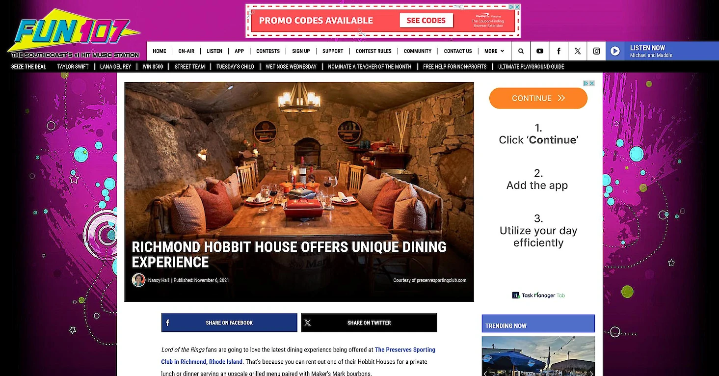 Screenshot of the article dining experience hobbit house offers richmond unique